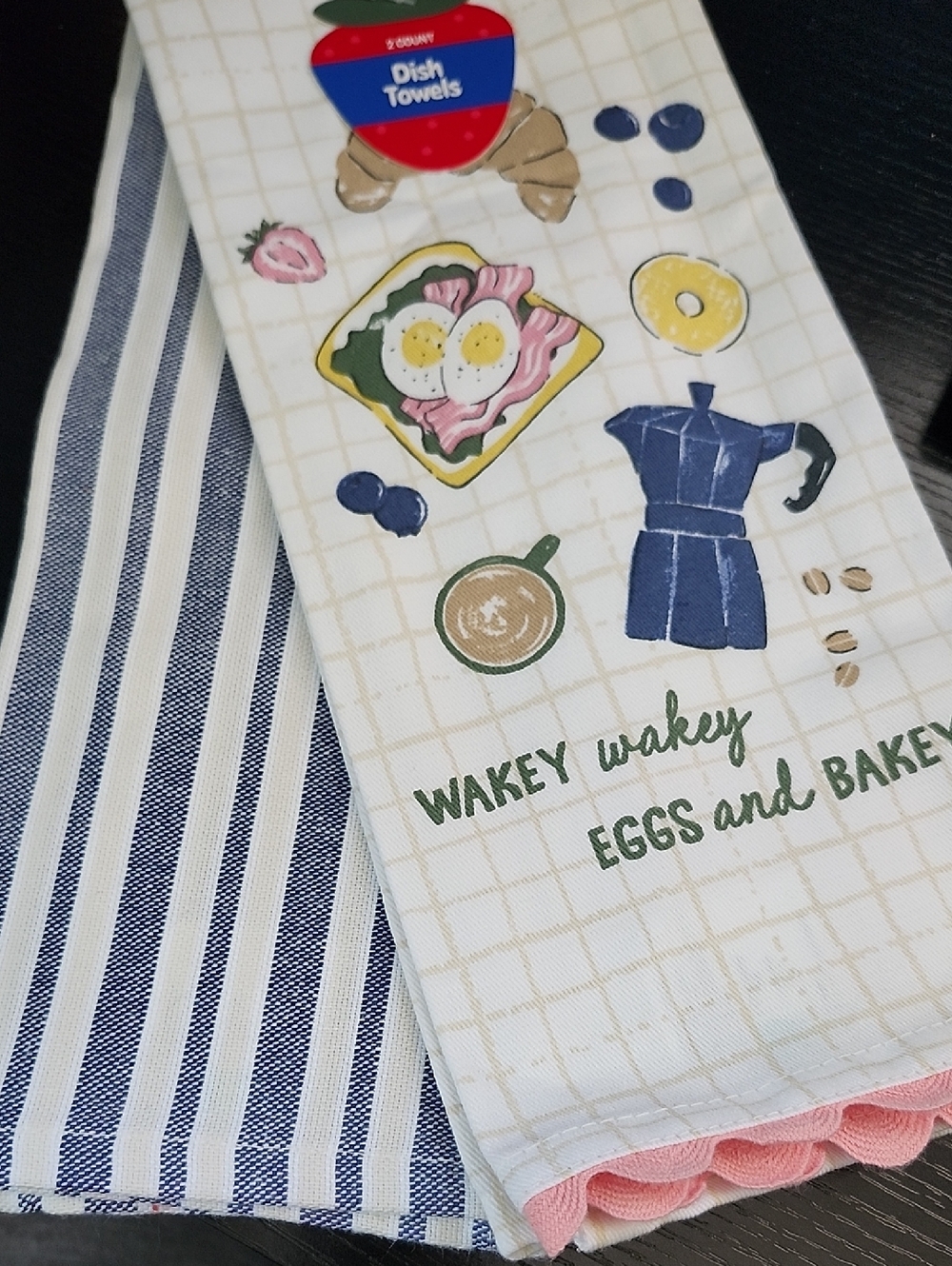 Breakfast Print Dish Towels - Blue, Pink, Green
